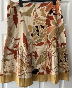 Ladies Multicoloured Beaded Embroidered Lined Midi Skirt Size 16 - Beautiful - Picture 1 of 8