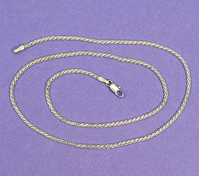 Collar Cadena Trigo Italia Oro Blanco 14K Uno-A-Erre 1.9mm 15-7/8" Largo 4.3gr Foto 1 de 4