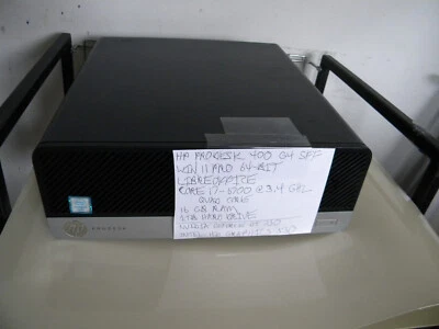 HP ProDesk 400 G4 (500 HDD,  Intel Core i7-6700, 3.40 GHz, 8GB) SFF Desktop 11P - Image 1 of 4