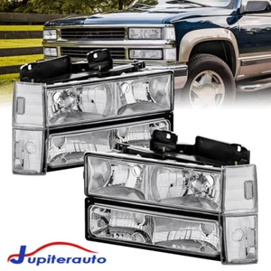 Chrome Headlights Bumper Corner Lights For 1988-1993 Chevy C10 C/K 1500 2500 - Foto 1 di 15