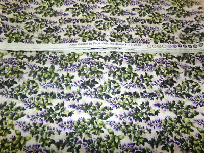 Fabri-Quilt Fabric Asian Garden  112-2568. Purple Flowers. Approx. 35x44. J25-12 - Image 1 of 4