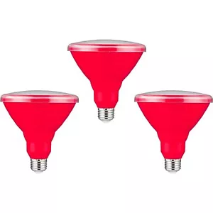 3Pack LED PAR38 Red Flood Light Bulb, 15W (75W), E26 - Picture 1 of 1