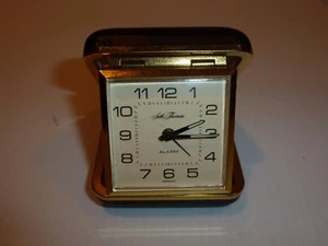 Vintage Seth Thomas Travel Alarm Clock, Germany, Black Case - Picture 1 of 5