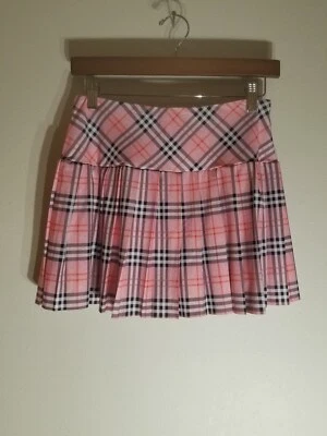 Skort de tênis xadrez rosa feminino com bolso para telefone tamanho pequeno novo na bolsa - Imagem 1 de 4