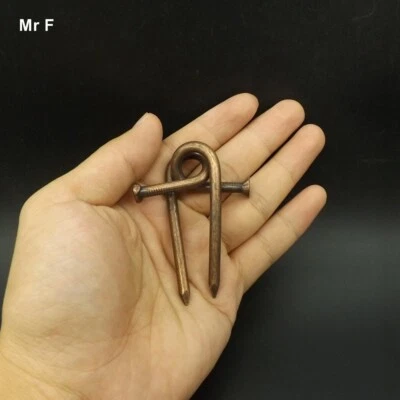 Classical IQ Bronze Color Metal Nail Ring Puzzles Toy Brain Teaser - Image 1 of 4