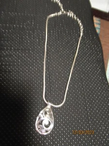 Brighton Contemporary Teardrop Pendant/Snake Chain, 15-20" - Picture 1 of 4