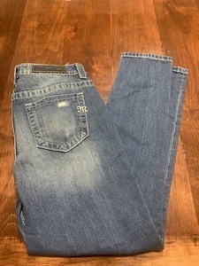 NWT Miss Me Women’s Size 25 Medium Blue Boyfriend Ankle Distressed Jeans - Picture 1 of 10