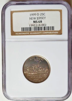 1999 D New Jersey State Quarter Mint State 68 Graded by NGC MS68 - Image 1 of 4