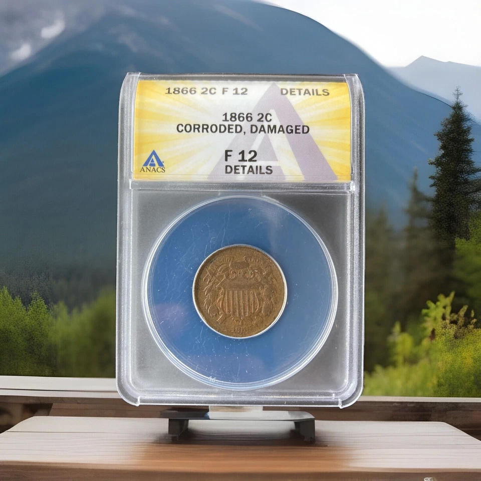 1866 2C TWO CENT COIN Graded By ANACS - Image 1 of 2