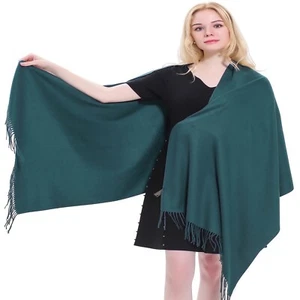 Teal Green Thick Solid Color Design Cotton Blend Shawl Pashmina CJ Apparel *NEW* - Picture 1 of 11
