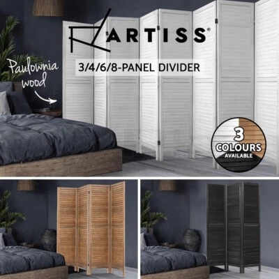 Artiss 3/4/6/8 Panel Room Divider Screen Privacy Dividers Timber Wood White - image 1 of 4