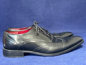 PASCAL MORABITO UK 10 / EU 45 BLACK POINTED TOE BROGUE STYLE LACE UP SHOES - Picture 1 of 4
