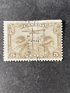 KANADA, SCOTT # C1, 5c. VALUE BROWN OLIVE 1928 ALLEGORIE DER FLUGAUSGABE GEBRAUCHT - Bild 1 von 2