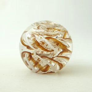 Art glass paperweight toffee & white clear swirl bubbles, poss. Langham Glass - Picture 1 of 10