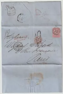1860 LETTERA 4d TO FRANCIA PD ANNULLATA DA RED LONDON =50= INSUFFICIENTEMENTE PREPAGATA - Foto 1 di 3