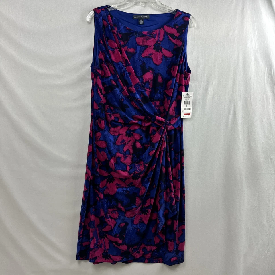 Vestido para mujer American Living floral envolvente sintético rosa azul funda talla 14 nuevo Foto 1 de 4