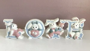 Burwood Products LOVE Bunnies Vintage (4) Stück Wandtafeln 1992 rosa/blau - Bild 1 von 12