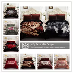 Coperta visone coreano animale floreale 2 strati spessa pesante invernale calda letto king - Foto 1 di 194