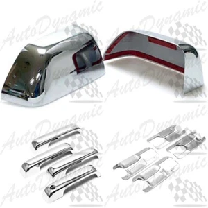 FITS 2017-2022 F-250 F-350 CHROME TOP HALF MIRROR+HANDLE+BOWL COVER OVERLAY SET - Picture 1 of 1