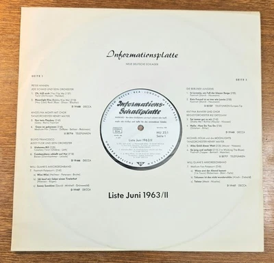 TELDEC Informationsplatte 12" PROMO ONLY LP Juni 1963 Nr. 2 DEUTSCHE SCHLAGER M- - Bild 1 von 4