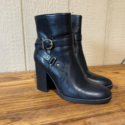 Unisa Womens Black Ankle Boots with Buckle Accents and Block Heel Size 8.5M - Image 1 of 4