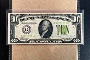Fr. 2004-G 1934 $10 Federal Reserve Note CHICAGO "LIGHT GREEN SEAL" - VF - Picture 1 of 2
