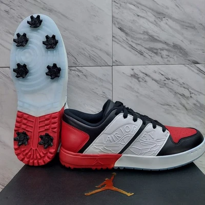 Zapatos de golf Nike Jordan Nu Retro 1 G Bred negros rojos Chicago AJ para hombre 8 FZ4153 001 Foto 1 de 4