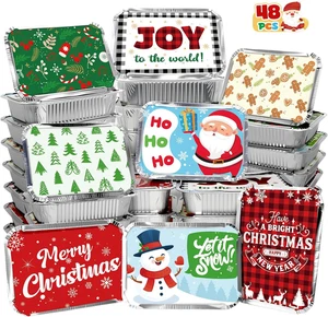 48 PIEZAS Latas de Galletas de Navidad con Tapa, Contenedores de Lámina para Regalo de Vacaciones Gi - Imagen 1 de 11