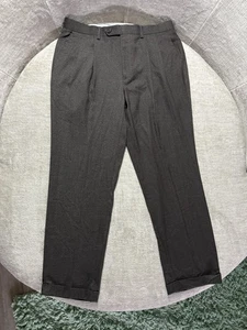 Pantalones Ralph Ralph Lauren Para Hombre 34x30 Marrón Micro Cuadros Plisados Elastizados Pantalones - Imagen 1 de 7