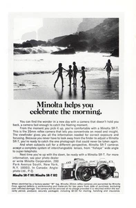 Minolta 1973: Celebrate the Morning anuncio impreso vintage - Imagen 1 de 1