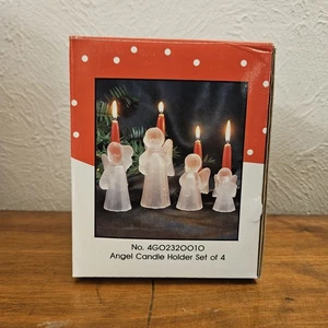 Vintage International Silver Company Christmas Frosted Glass Angels in OG Box - Picture 1 of 15
