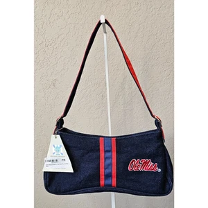 NEW University of Mississippi Rebels Ole Miss Denim Embroidered Purse Handbag - Picture 1 of 8