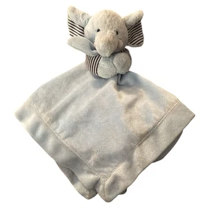 Carters Blue Elephant 15" Lovey with Rattle Security Blanket Satin Trim Back - Picture 1 of 4