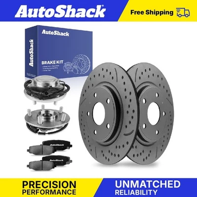 Rear Drilled Slotted Brake Rotors Ceramic Pads Hubs for 2012-2015 Ram C/V - Image 1 of 4