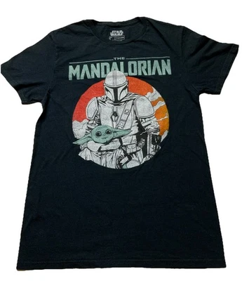 Camiseta Star Wars The Mandalorian Pequeña 100% Algodón Negra Foto 1 de 4