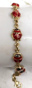 Vintage 14k Gelbgold Rot Emaille Marienkäfer Armband 2,9 Gramm Gesamt - Bild 1 von 8