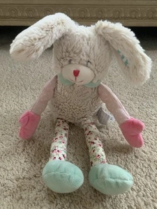 DouDou et Compagnie Paris Bunny Rabbit 12" Plush Floral Pink Blue Baby Lovey Toy - Foto 1 di 7