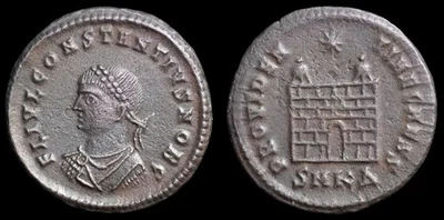 Roman AE3 Constantine II Bronze Coin, Cyzicus SMKD, 330–335 AD. #1325 - Image 1 of 3