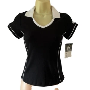 GK Elite Sportswear schwarz & weiß sportliches Strickoberteil Kragen tailliert Größe Small neu mit Etikett - Bild 1 von 12