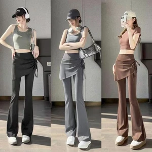 2025 New, Drawstring Flared Pants, High Waist Sports, Trouser Skirt Pants Women - Picture 1 of 27