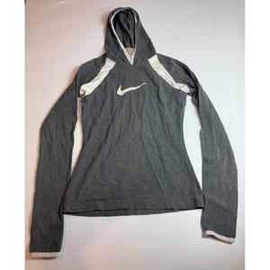 Nike Sudadera con Capucha Gris Blanco Manga Larga Atlético Pullover Top Mujer Mediano - Imagen 1 de 5
