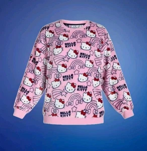 NEU Hello Kitty Damen Sweatshirt Gr. Small weiche Grafik Plüsch & Geschenkbox Neu mit Etikett - Bild 1 von 7