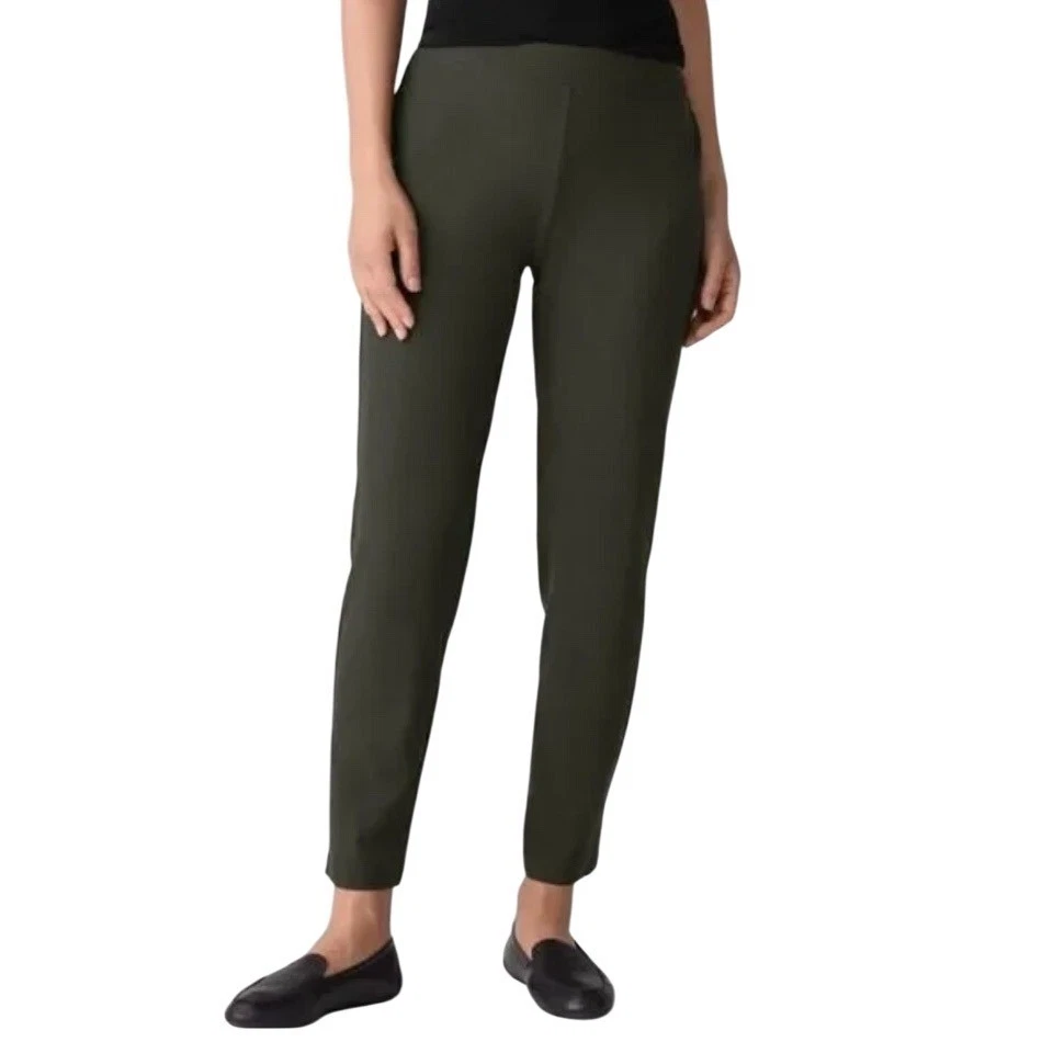 EILEEN FISH женщин S/P темно оливковый зеленый трикотажа прямые штанины брюки - Изображение 1 из 4