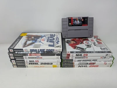 Sports Games Lot SNES PS3 PS2 OG Xbox: NHL NBA NFL John Madden Football Soccer + - Image 1 of 4