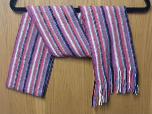 Pure Cashmere Multicolored Fringed Scarf Made In Scotland THE SCARF COMPANY - Picture 1 of 7
