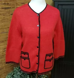 Vintage Wool Lambswool Mohair Red Sweater Women's Size M Du Barry Dubarry - Picture 1 of 10