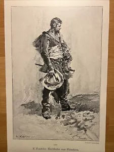 Antike Illustration Rückkehr aus Flandern Ritter Gemälde 1893 Vintage Retro - Bild 1 von 7