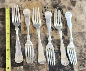 LOT OF 6 REED & BARTON c1887 -1900 FIDDLE SILVERPLATED PLACE FORKS ๐ฝ - Picture 1 of 9