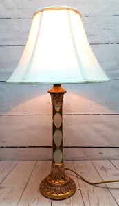 Vintage Lamp Ornate White & Gold Column Style Light with Shade - Picture 1 of 20