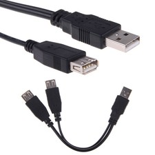 USB 2.0 A Male to Dual Female Jack Y Splitter Hub Power Cord Adapter Cable MO